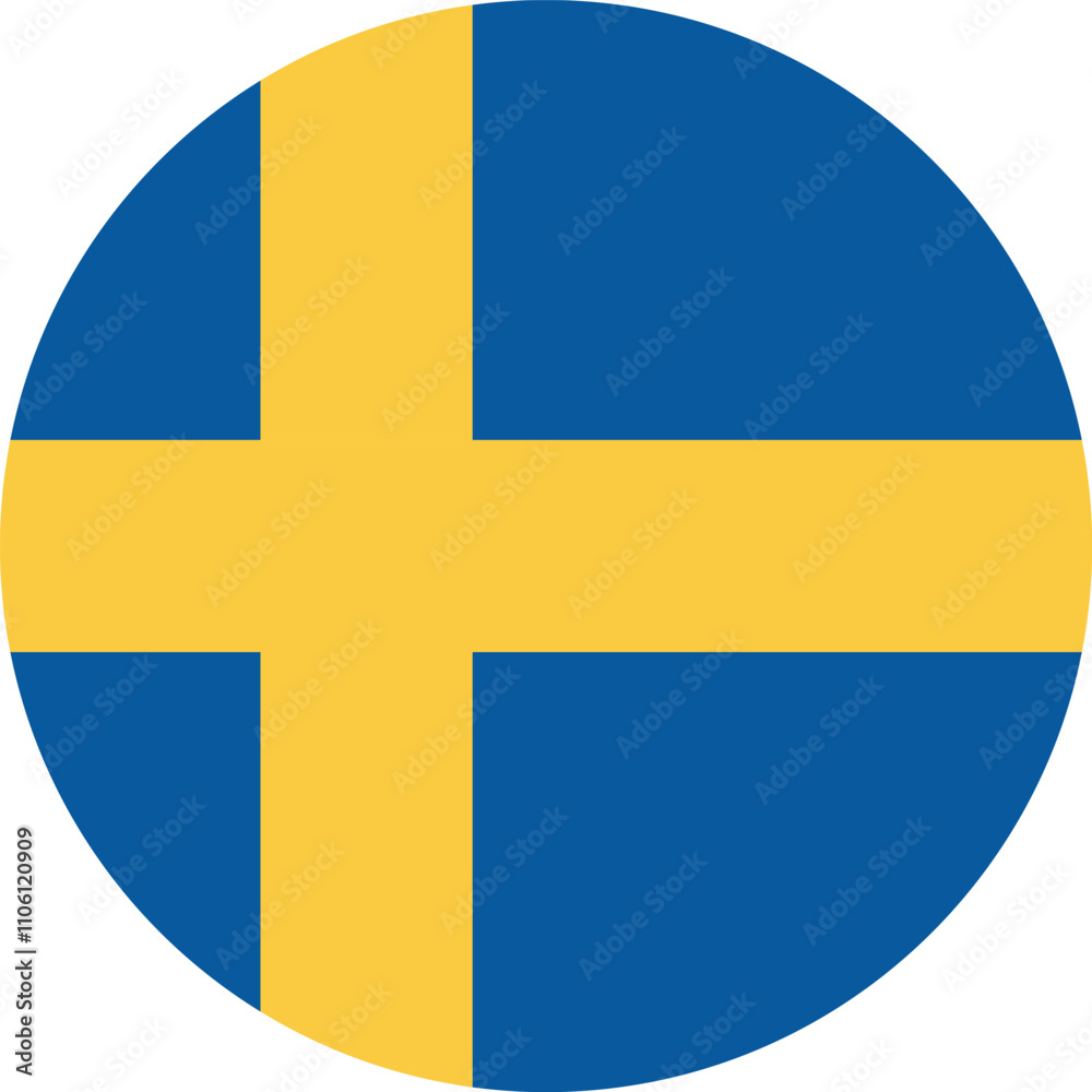 Sweden flag design featuring blue and yellow colors with simplified circular shape. Vector images are isolated on a transparent background. Sweden flag design featuring blue and yellow colors with simplified circular shape. Vector images are isolated on a transparent background.