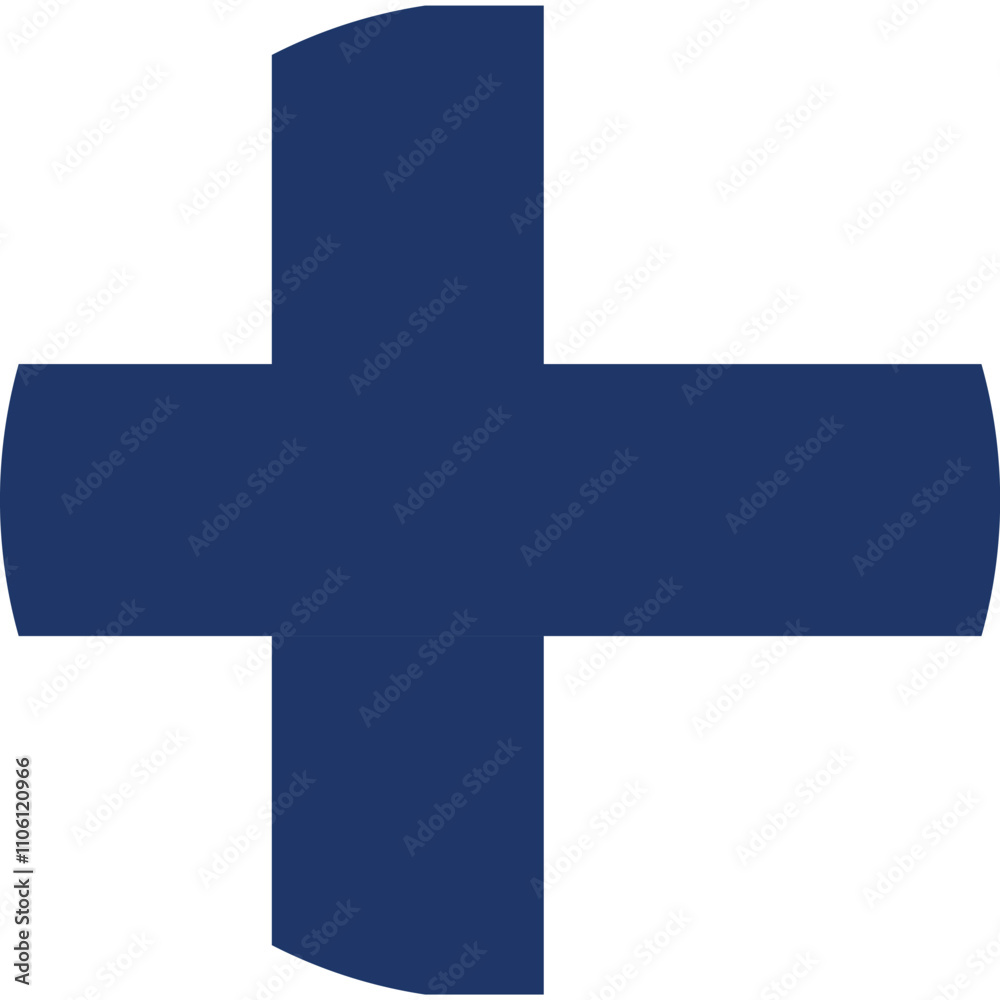 Finland round flag design featuring a blue cross on a white field, symbolizing peace and prosperity in Nordic culture. Soami flag. Vector images are isolated on a transparent background. Finland round flag design featuring a blue cross on a white field, symbolizing peace and prosperity in Nordic culture. Soami flag. Vector images are isolated on a transparent background.