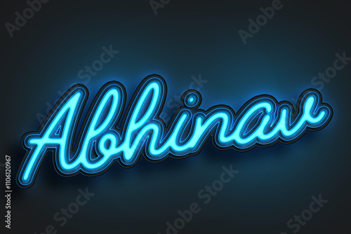 Neon Light Editable Text Effect of Hindi name Abhinav. photo