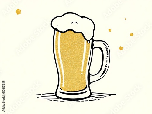 A cartoon drawing of a glass of beer with a star on top