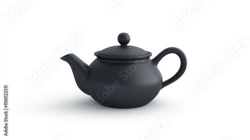 A Single Black Teapot on White Background