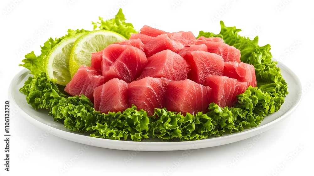 Food, Raw Fish Fillets on Plate, Sashimi, on White Background, Photo Realistic, Wallpaper, Cover and Screen of Smartphone, PC, Laptop, 9:16 and 16:9 Format Food, Raw Fish Fillets on Plate, Sashimi, on White Background, Photo Realistic, Wallpaper, Cover and Screen of Smartphone, PC, Laptop, 9:16 and 16:9 Format