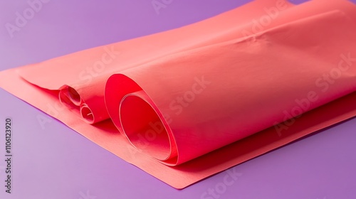 Red stepless pink paper on purple background photo