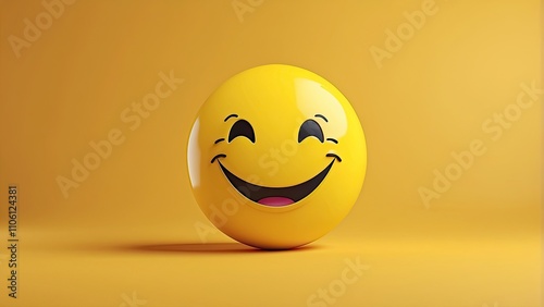 A yellow banner with a yellow happy face as an emoticon