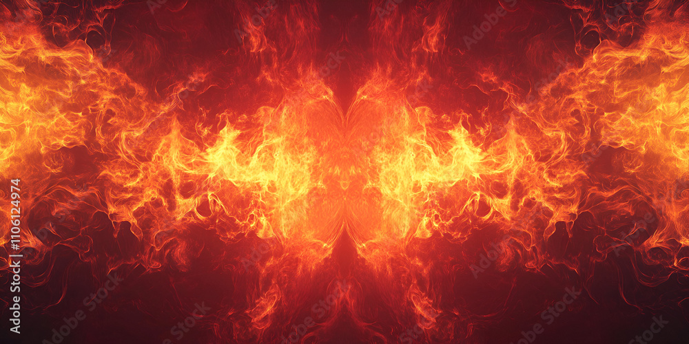Symmetrical Fiery Flames on a Dark Background Symmetrical Fiery Flames on a Dark Background