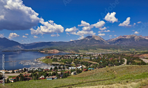 Town of Dillon, Colorado is on the shores of. Lake Dillon in Summit County