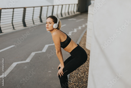 A young woman takes a break...