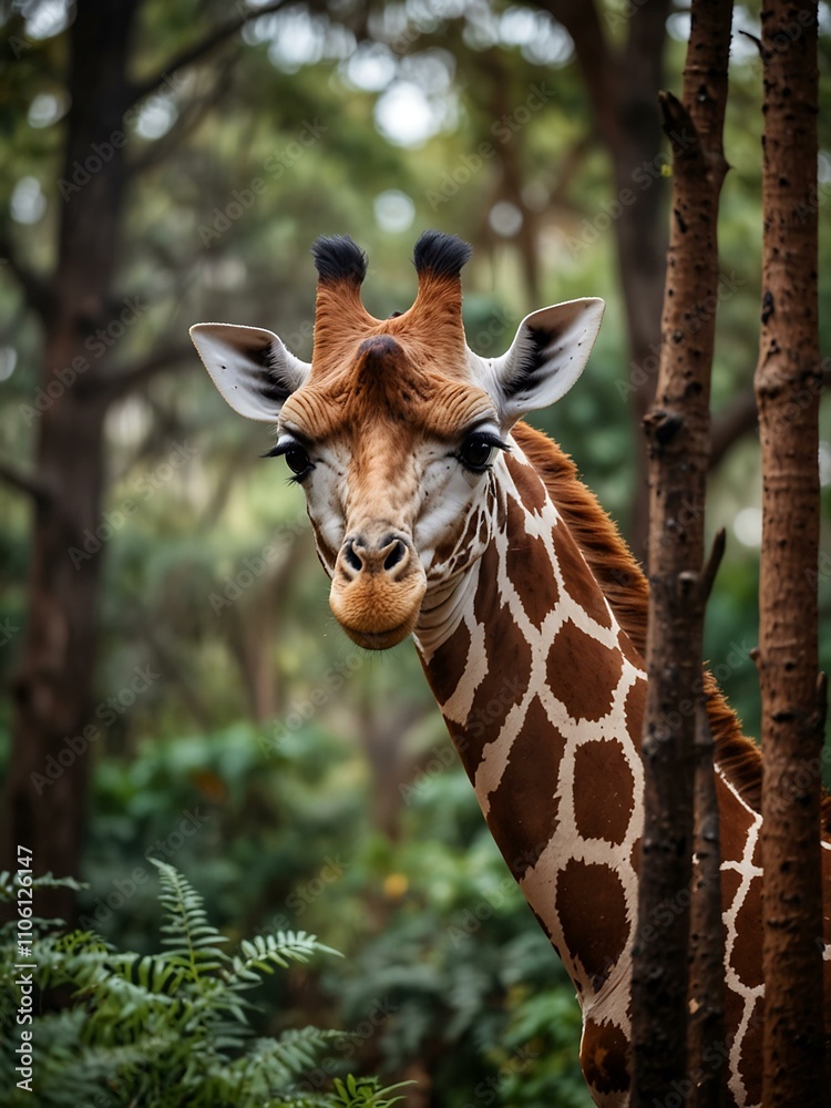 Fototapeta premium Giraffe in a forest.