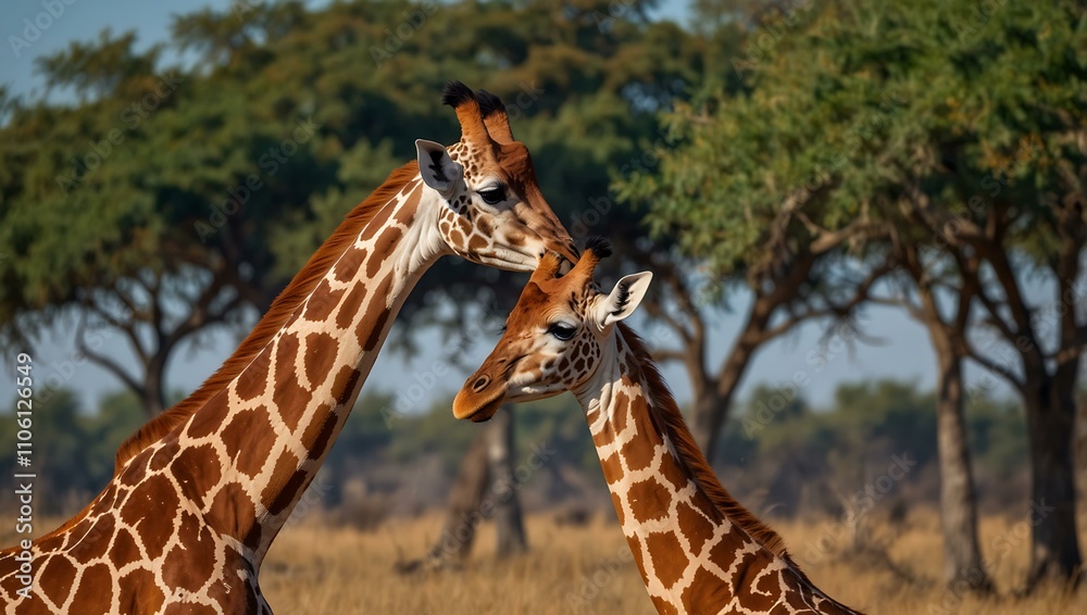 Giraffes enjoying in Chobe National Park, Botswana. Giraffes enjoying in Chobe National Park, Botswana.