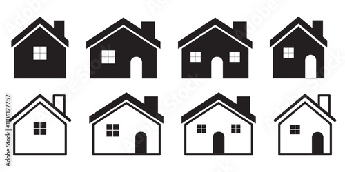 House symbol. House set icon. Home flat icon set vector illustration
