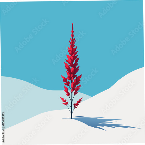 Beautiful digital art of heathers, the winter flowers that bloom in the snow