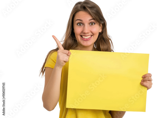 woman holding a blank board photo