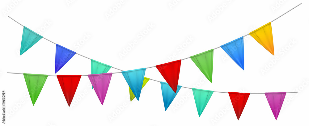 Obraz premium Colorful triangle party flags background, decoration element, Abstract, Isolated on white background