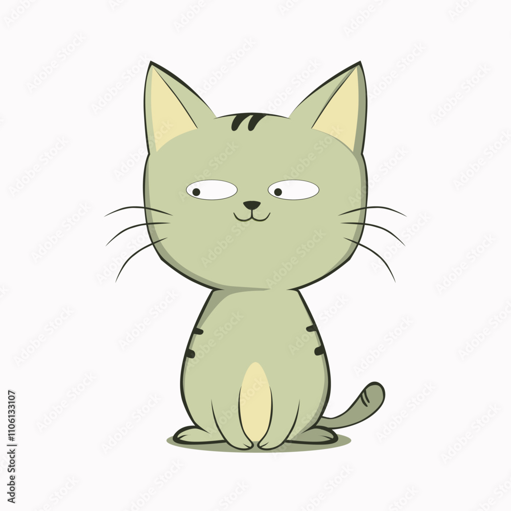 Cute Happy Cat In Clip Art Style, Tshirt Cute Happy Cat In Clip Art Style, Tshirt