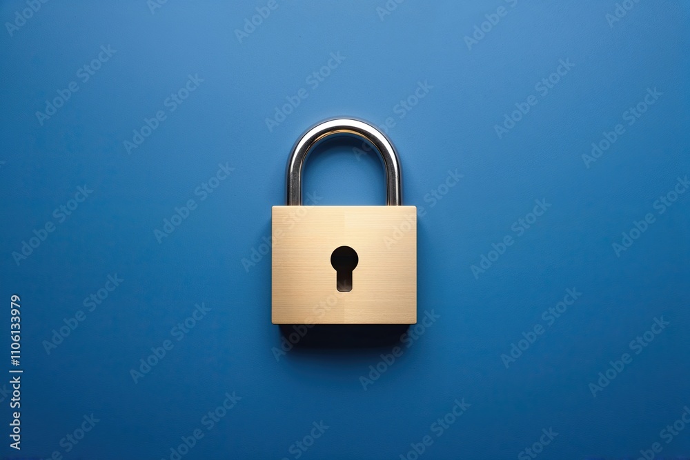 Cybersecurity and Privacy Protection with Secure Padlock on Azure Blue Background Cybersecurity and Privacy Protection with Secure Padlock on Azure Blue Background