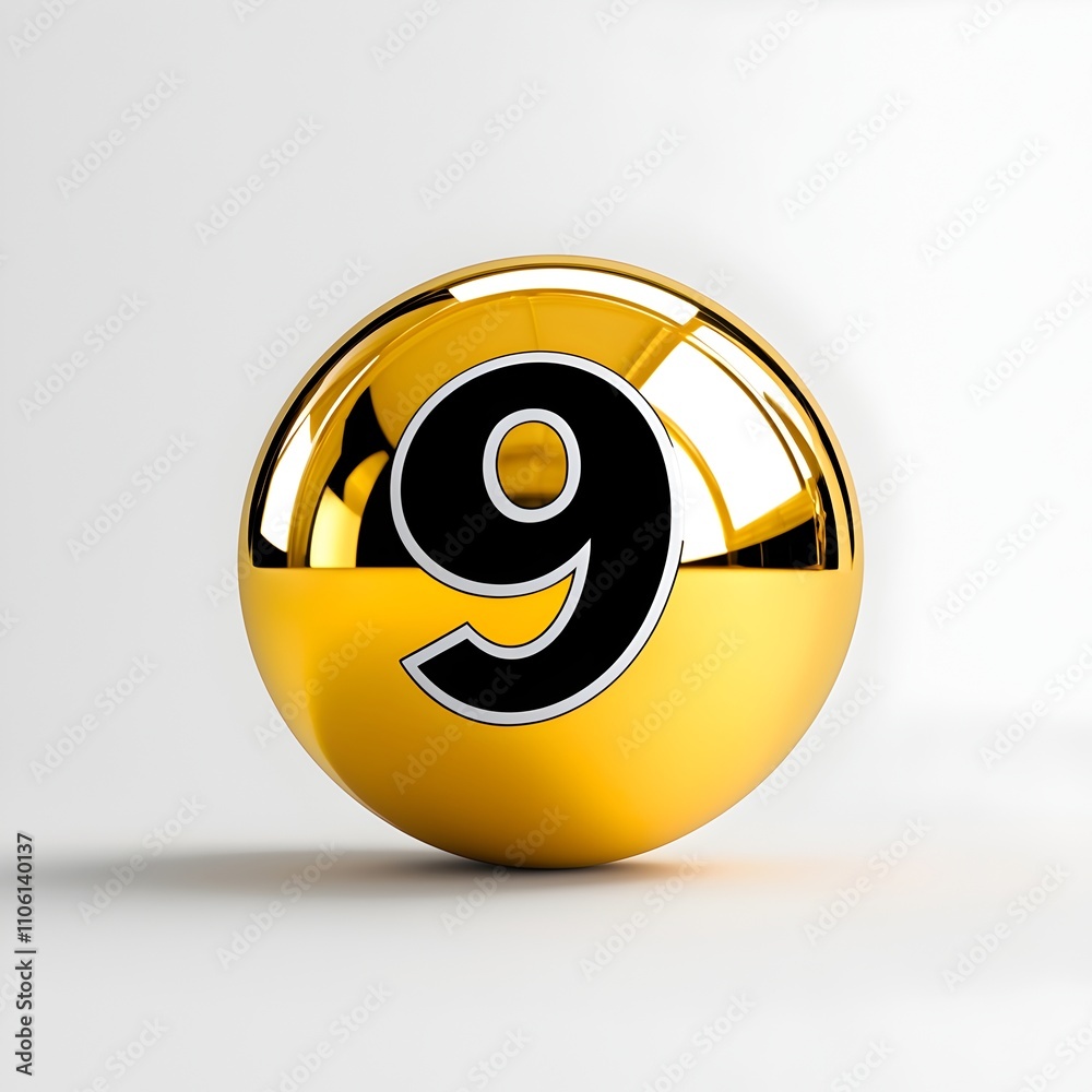 Glittering Golden Lottery Ball on Pristine Canvas Glittering Golden Lottery Ball on Pristine Canvas