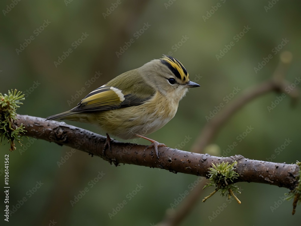 Fototapeta premium Goldcrest bird in nature.