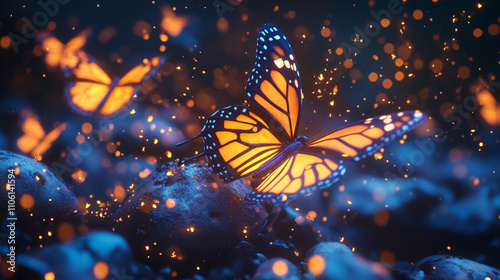 Lantern with a Glowing Butterfly