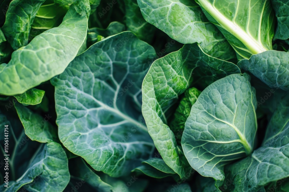 Obraz premium Southern Style Collard Greens. Fresh Organic Leafy Green Cabbage Dish