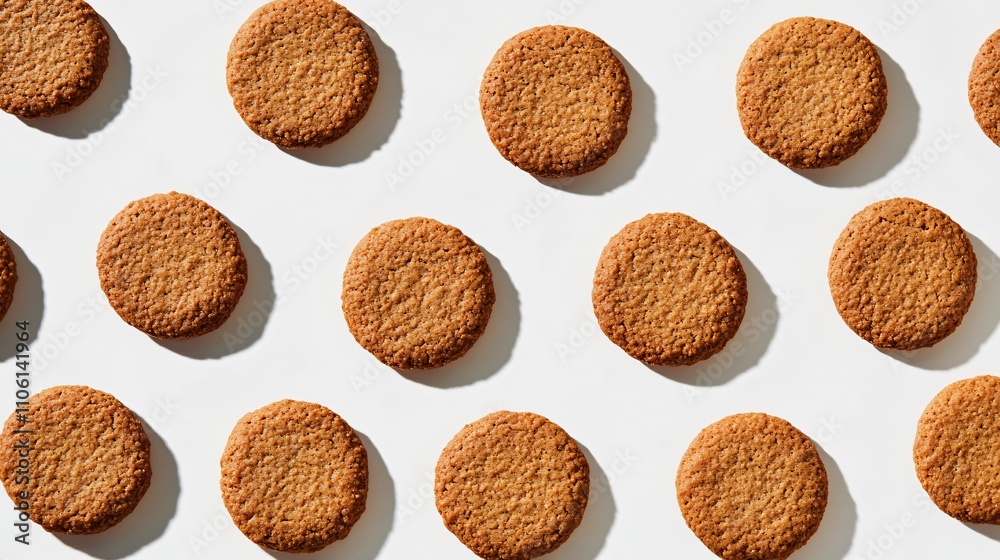 Isolated shot of golden-brown gingersnaps on a clean white background with subtle shadows Isolated shot of golden-brown gingersnaps on a clean white background with subtle shadows