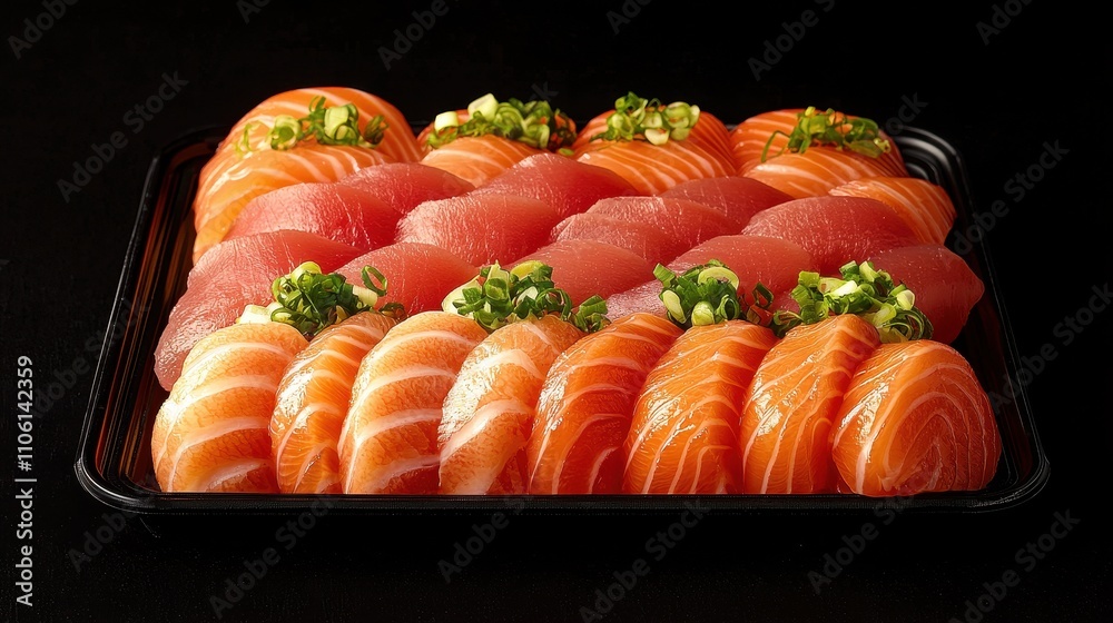 Sushi platter showcase japanese cuisine food photography dark background culinary art Sushi platter showcase japanese cuisine food photography dark background culinary art