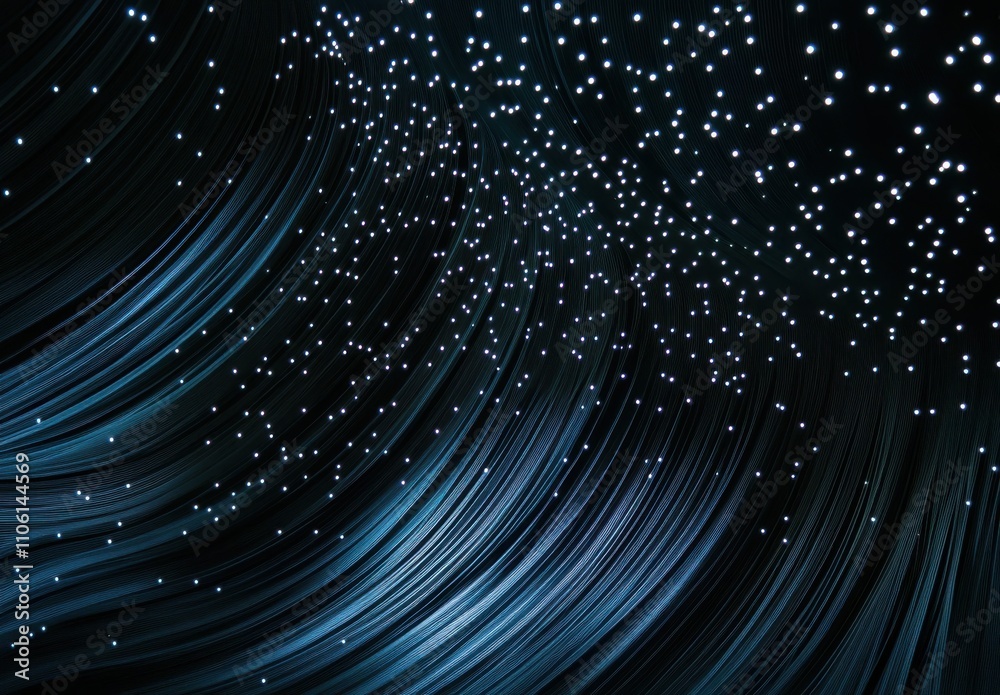 Obraz premium Abstract Night Sky with Stars and Flowing Blue Waves Creating a Dreamy, Mysterious Atmosphere Ideal for Backgrounds and Visual Projects