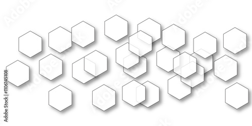 White hexagon 3D background texture. modern abstract polygonal pattern. 3d rendering illustration. Futuristic abstract banner. white and black lines 3d Hexagonal. honeycomb white Background.