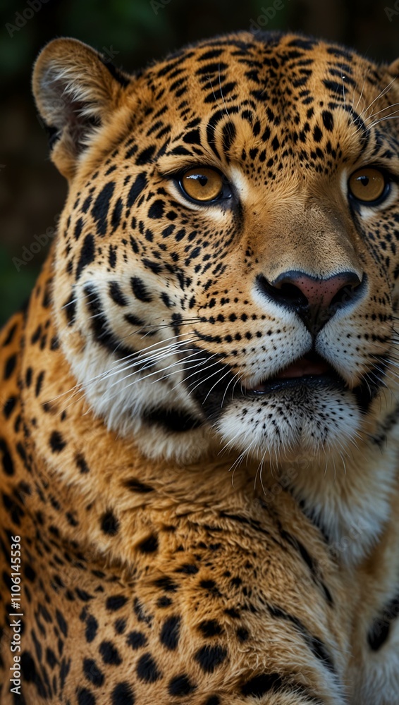 Obraz premium Golden jaguar close-up portrait.