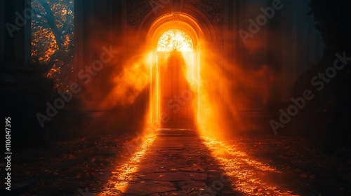 Opulent Fire Doorway to a Realm of Eternal Mysteries,永遠の謎の領域への豪華な炎の扉.Generative AI