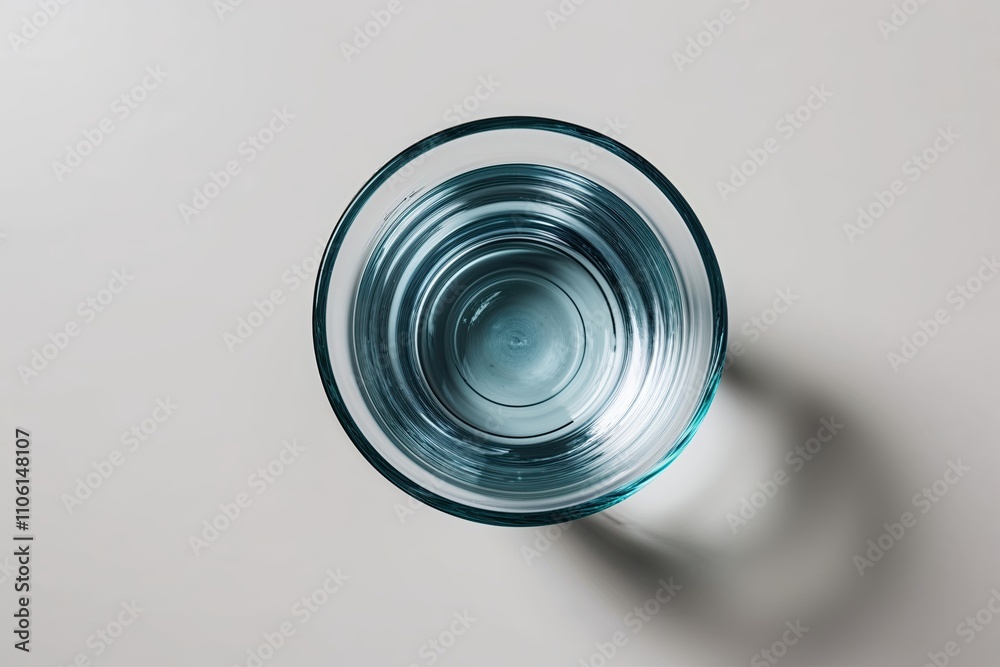 Classic Empty Water Glass Cup Isolated on White Background, Top View Classic Empty Water Glass Cup Isolated on White Background, Top View