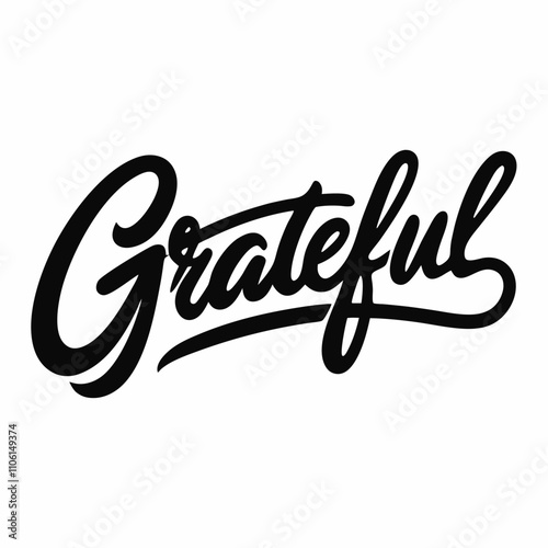 Grateful text littering black handwriting vector icon illustration on white background