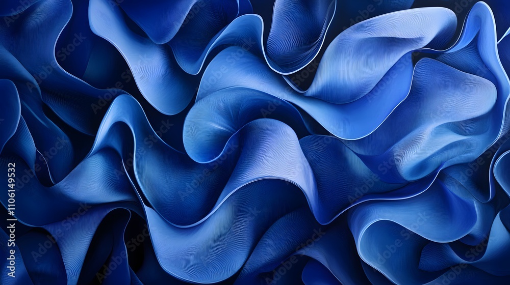 Obraz premium Abstract Blue Waves Flowing Dynamically