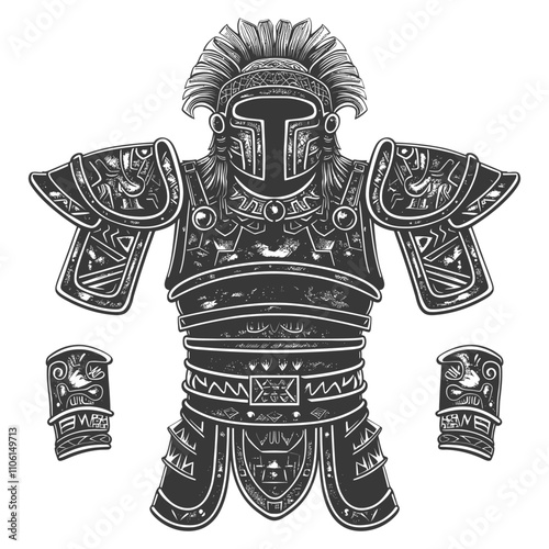 Black And White Illustration Of Roman Gladiator Armor