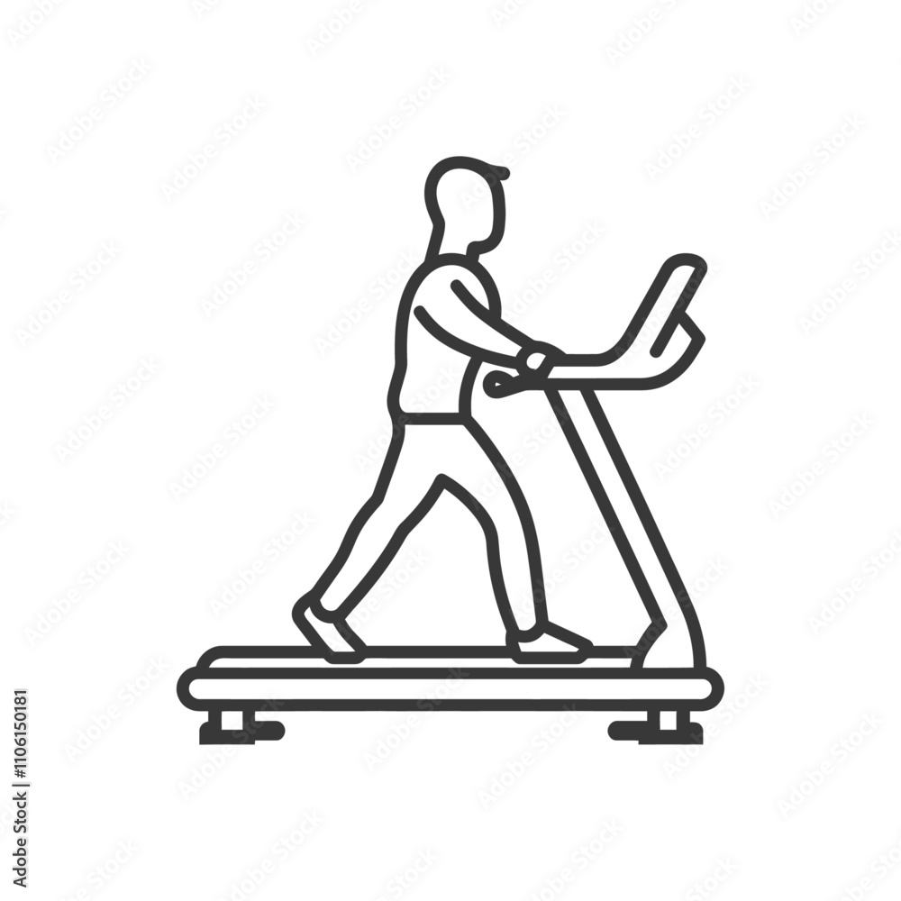 Line Art Illustration Of A Person Running On A Treadmill Line Art Illustration Of A Person Running On A Treadmill