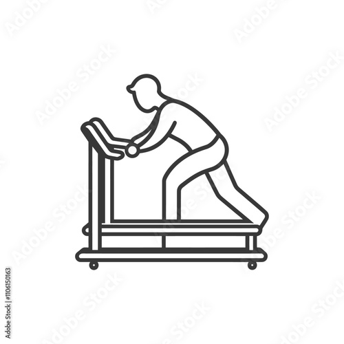 Line Art Illustration Of A Person Running On A Treadmill