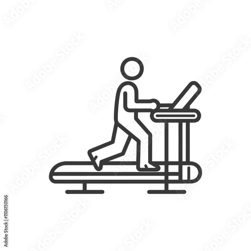 Line Art Illustration Of A Person Running On A Treadmill