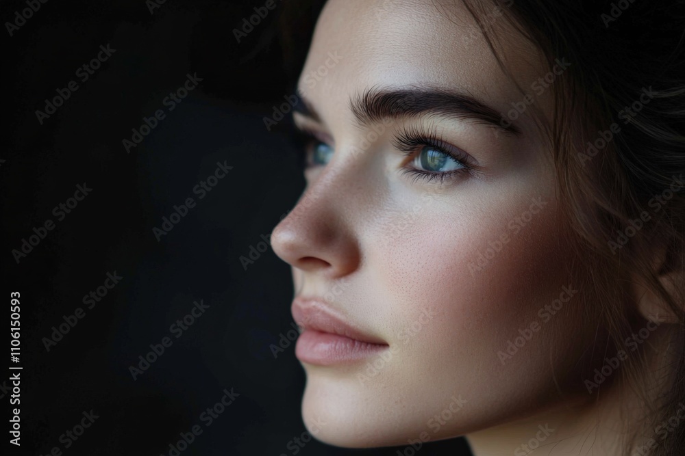 Fototapeta premium Staring Into Distance. Attractive Woman in Contemplation, Close up