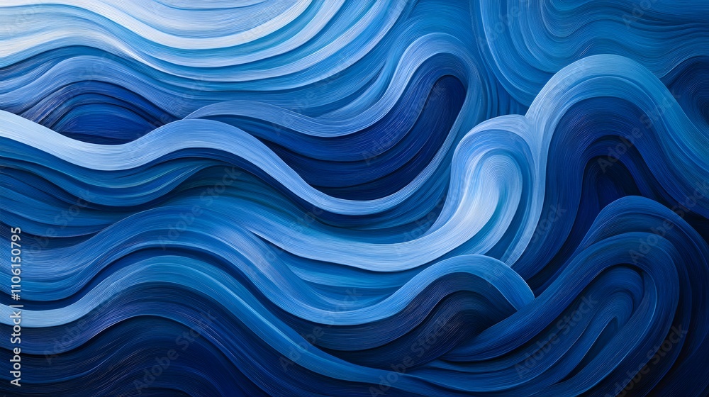 Abstract Blue Wave Painting Artistic Swirls Design Abstract Blue Wave Painting Artistic Swirls Design