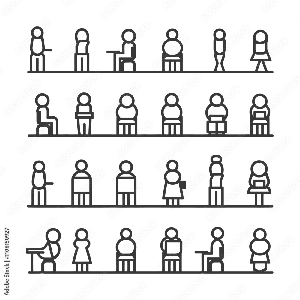 Line Art Illustrations Of People In Various Positions Line Art Illustrations Of People In Various Positions