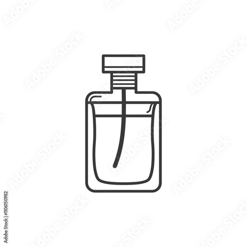 Line Drawing Of A Glass Perfume Bottle With A Lid And A Long Sprayer