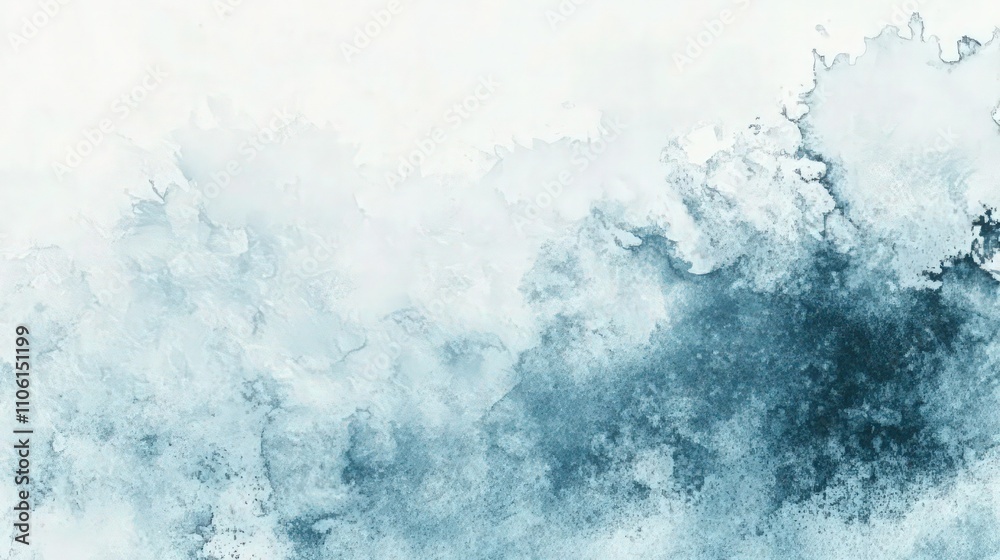 Fototapeta premium A cool-toned watercolor background in shades of icy blue and gray, with delicate fading and soft brushwork that mimics a snowy winter atmosphere.
