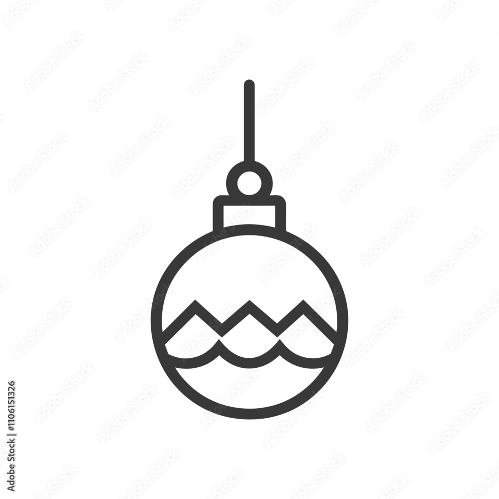 Obraz premium Line Drawing Of A Hanging Christmas Ornament