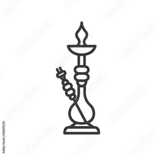 Line Drawing Of A Hookah With A Hose