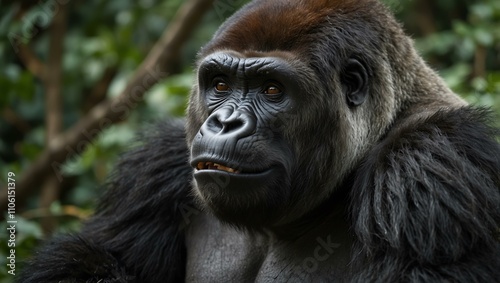 Gorilla bursting with energy.