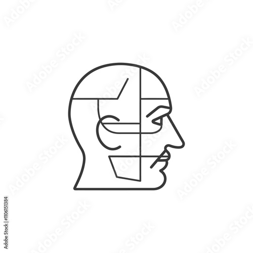 Line Drawing Of A Human Head Divided Into Sections