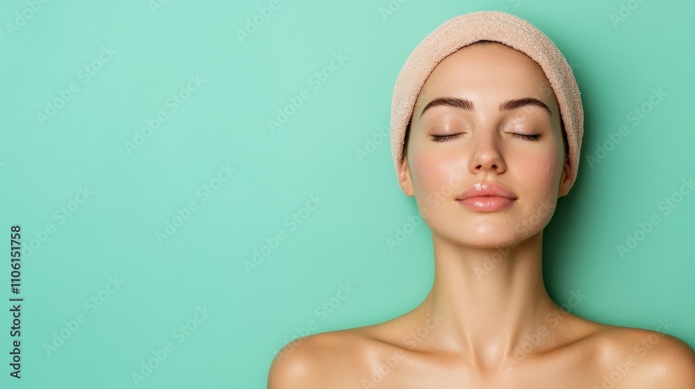 Serene woman with closed eyes and head tilted down capturing tranquility and inner peace Serene woman with closed eyes and head tilted down capturing tranquility and inner peace