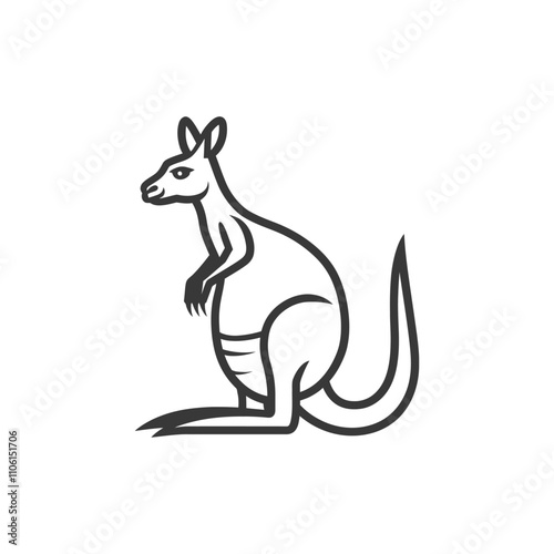 Line Drawing Of A Kangaroo In A Sitting Position