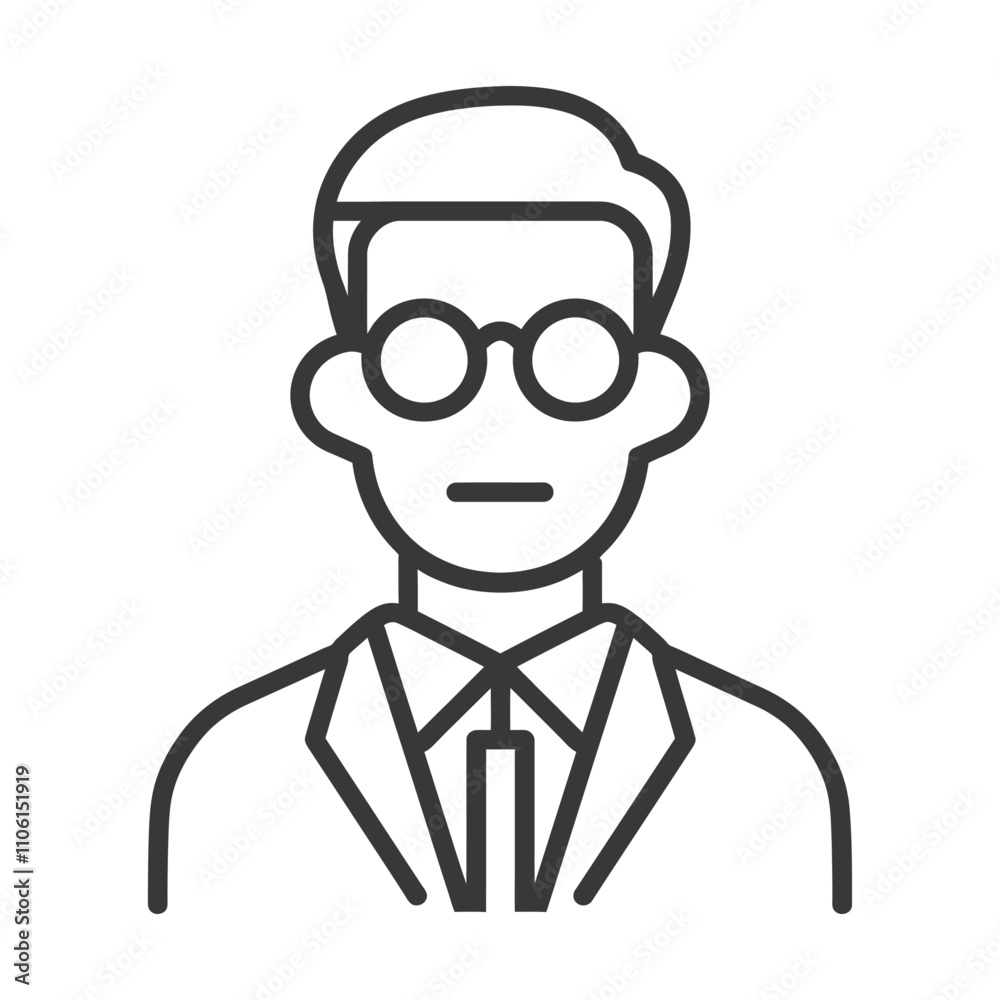 Line Drawing Of A Man Wearing Glasses And A Suit Line Drawing Of A Man Wearing Glasses And A Suit
