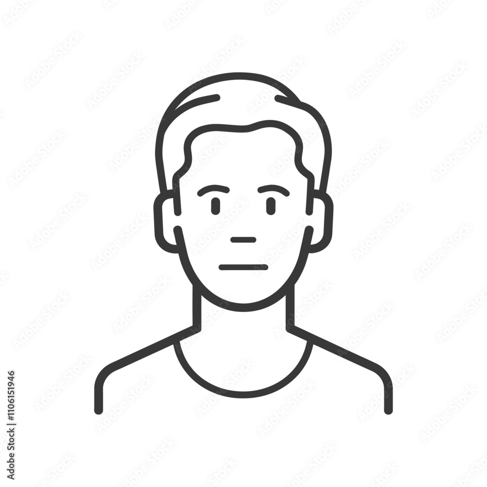 Line Drawing Of A Mans Face With A Neutral Expression Line Drawing Of A Mans Face With A Neutral Expression