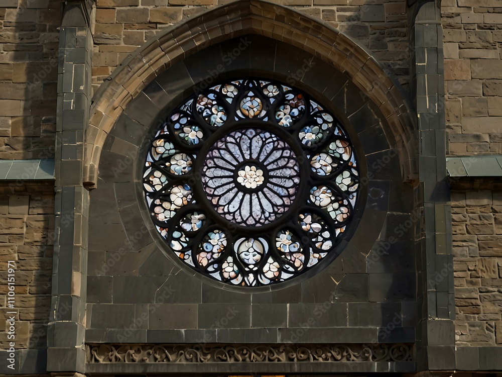 Obraz premium Gothic-style rose window symbolizing Rosicrucianism.